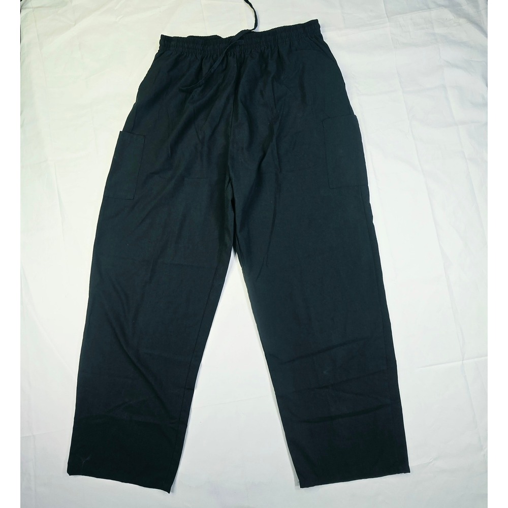 Divine Curves Women Scrub Pants Size 3X Black Cargo Elastic Drawstring Workwear